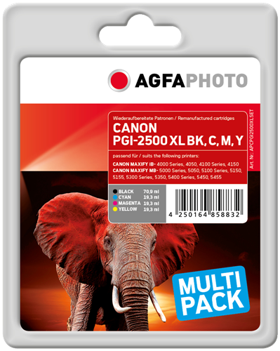 Agfa Photo PGI-2500XLBK,C,M,Y Multipack zwart / cyan / magenta / geel