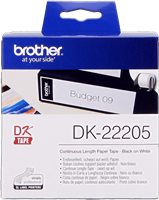 Brother DK-22205 Doorlopende etiketten 62mm x 30,48m Zwart op wit