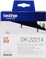 Brother DK-22214 Eindeloze etiketten 12mm x 30,48m Zwart op wit