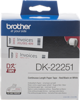Brother DK-22251 Eindeloze etiketten 62mm x 15,24m zwart / Rood / Wit