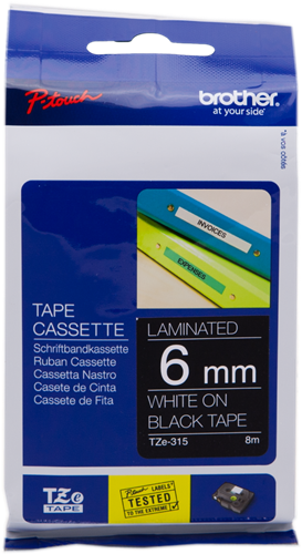 Brother TZe-315 tape wit op zwart