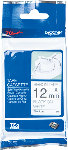 Brother TZe-R231 tape Zwart op wit