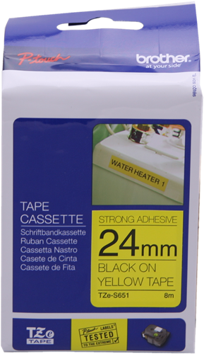 Brother TZe-S651 tape Zwart op geel