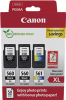 Canon PG-560XL+CL-561XL zwart / meer kleuren / Wit value pack