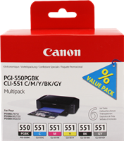 Canon PGI-550+CLI-551 Multipack zwart / cyan / magenta / geel / Grijs