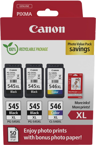Canon PG-545XL+CL-546XL zwart / meer kleuren / Wit value pack