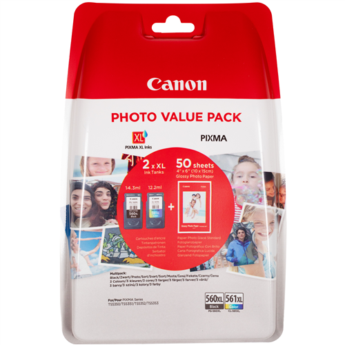Canon PG-560XL+CL-561XL zwart / cyan / magenta / geel value pack