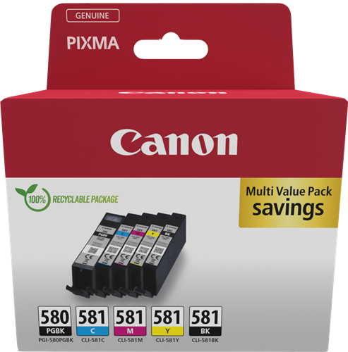 Canon PGI-580+CLI-581 Multipack zwart / zwart / cyan / magenta / geel