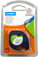 DYMO LetraTAG papieren etiketten 12mm x 4m tape Zwart op wit