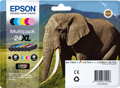 Epson 24 XL Multipack zwart / cyan / magenta / geel / Cyaan (helder) / Magenta (licht)