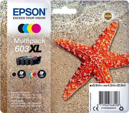 Epson 603XL Multipack zwart / cyan / magenta / geel