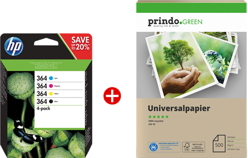 HP Deskjet 3070A e-All-in-One + Prindo Green Recyclingpapier 500 Blatt