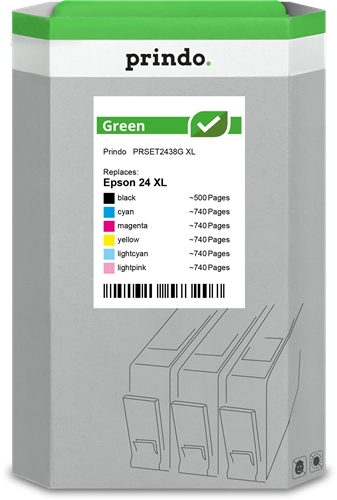 Prindo Green XL Multipack zwart / cyan / magenta / geel / Cyaan (helder) / Magenta (licht)